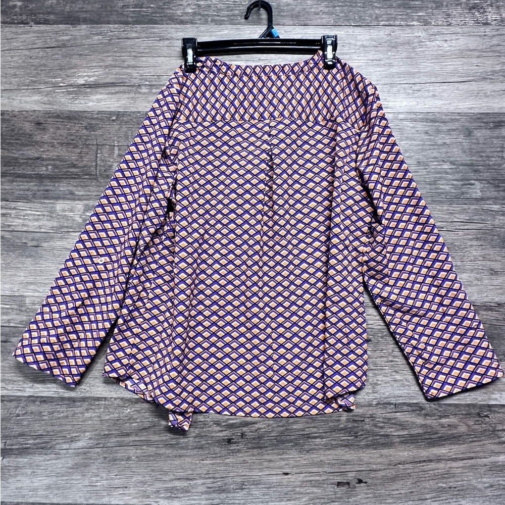 Geometric Patterned Women's Button Down Blouse To… - image 2